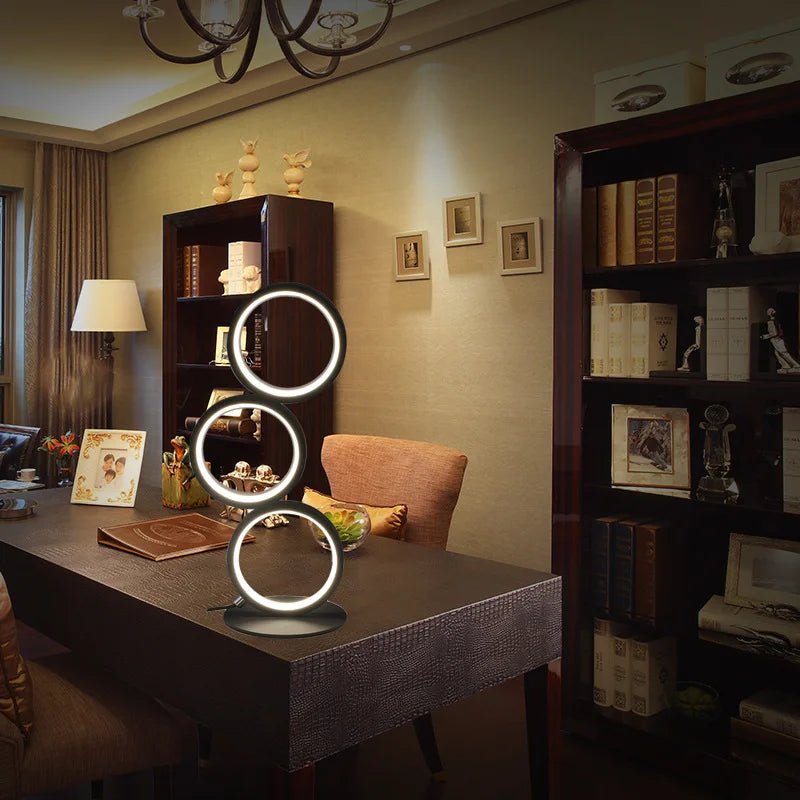Dimming Table Lamp Intelligent Touch Ring Night Light Bedroom Simple Modern Living Room Lamp Monochrome Circle Desktable Lamp