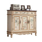 European-Style Shoe Cabinet Household Entrance Entrance Porch Cabinet Painted Storage Cabinet Solid Wood American Large-Capacity
