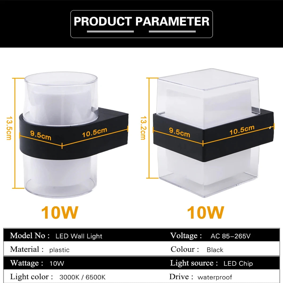 LED Wall Light 220V Rainproof Outdoor 10W Wall Sconce Lamp Bedroom Bedside Light Living Room Decor Lamp