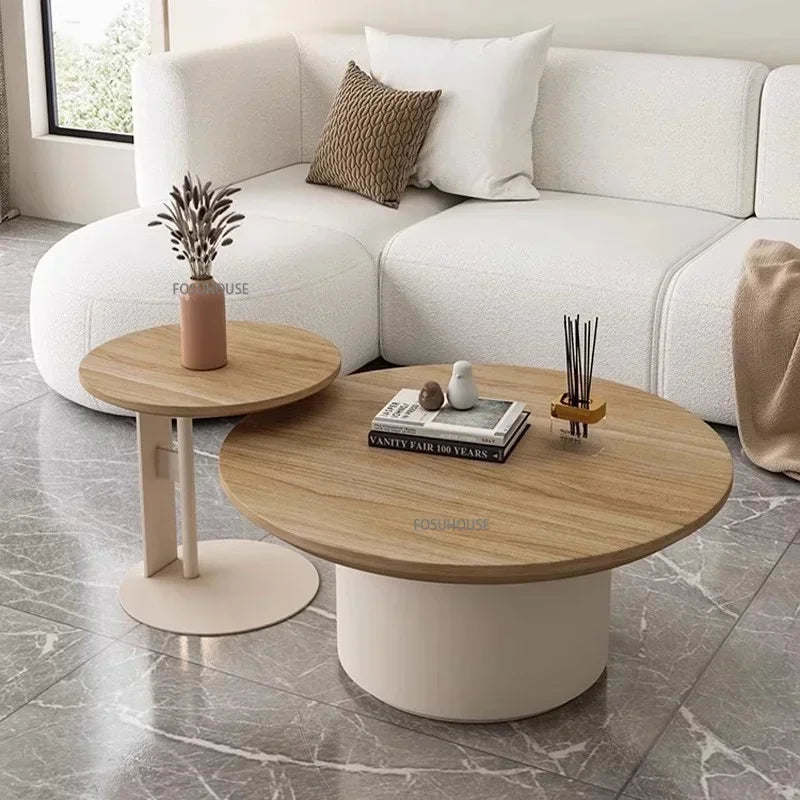 Nordic Solid Wood Coffee Table, Modern Designer Small Apartment Living Room Hotel Combination round Side Table, Minimalist