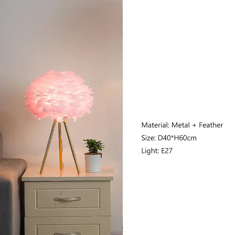 Modern Feather Floor Lamps Bedroom Bedside Led Lamp Home Decoration Living Room Sofa Standing Lamp Table Light Lustre Fixtures