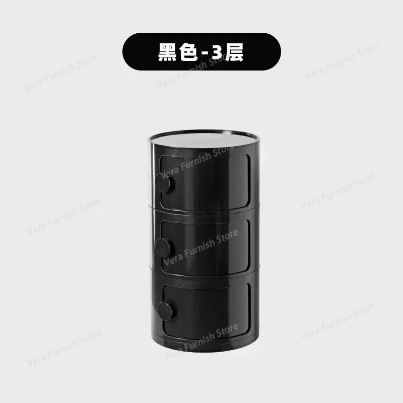 Nordic round Household Simple Creative Bedside Tables Bedroom Storage Cabinet Plastic Light Luxury Combination Small Cabinets