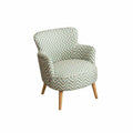 Plaid Upholstered Armchair Nordic Design Accent Chair Comfortable Seating Wooden Frame for Readers, Homeowners, Bedroom, Balcony