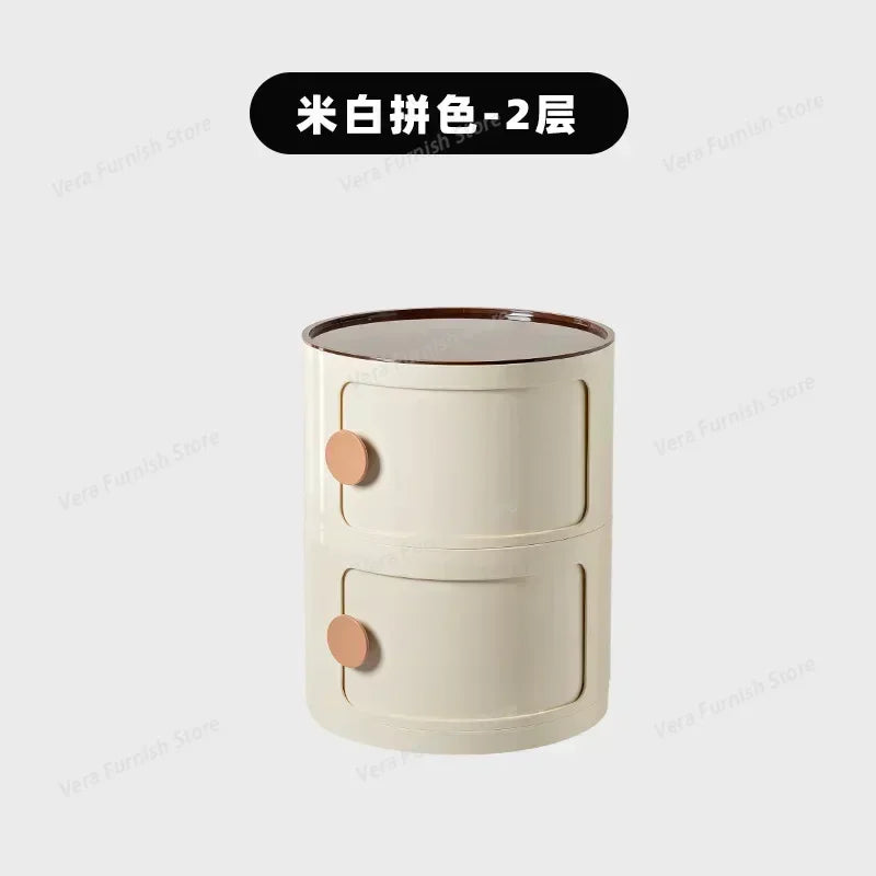 Nordic round Household Simple Creative Bedside Tables Bedroom Storage Cabinet Plastic Light Luxury Combination Small Cabinets