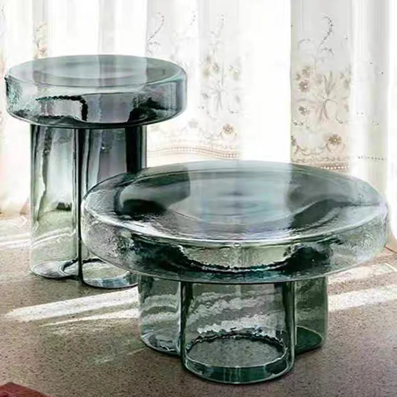 Nordic Creative Glass Coffee Table Living Room Sofa Side Tables Combination Handmade Coffee Table round Light Luxury Tables