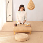 Small Coffee Table with Storage Bamboo and Rattan Tatami Platform Low Table for Living Room Furniture Home Bay Window Balcony