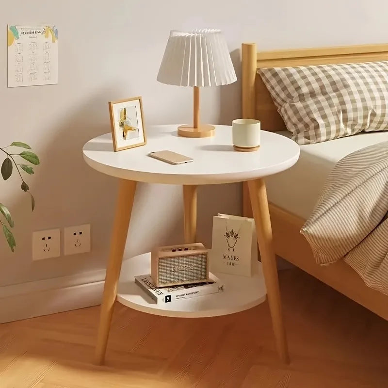 Household Double-Tier round Coffee Table, Minimalist Design, Compact Size, Perfect for Home Decoration and Daily Use.