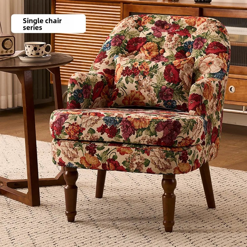 American Retro Sofa Chair Single Casual High-End Comfortable Armchair Ergonomic Balcony Sillas Para Salón Living Room Furniture