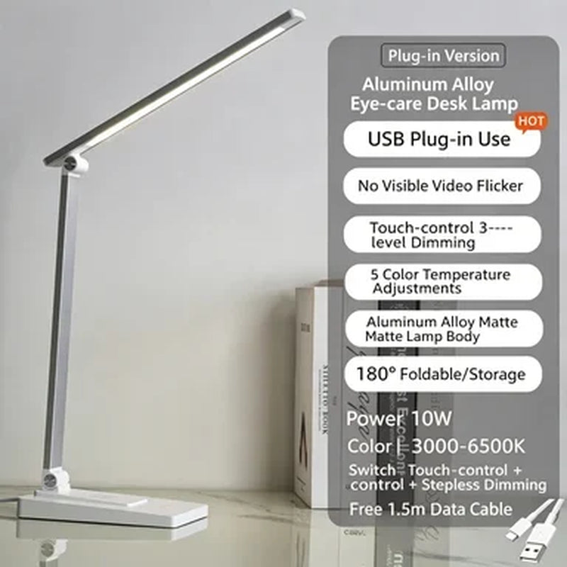Eye Protection LED Desk Lamp - USB Rechargeable Dimmable Table Lamp for Student Reading Bedroom Bedside