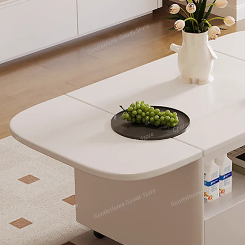Nordic Style Kawaii Coffee Table Organizer Drawer Trendy Luxury Foldable Coffee Table Wheels Runner Table Basse Home Furniture