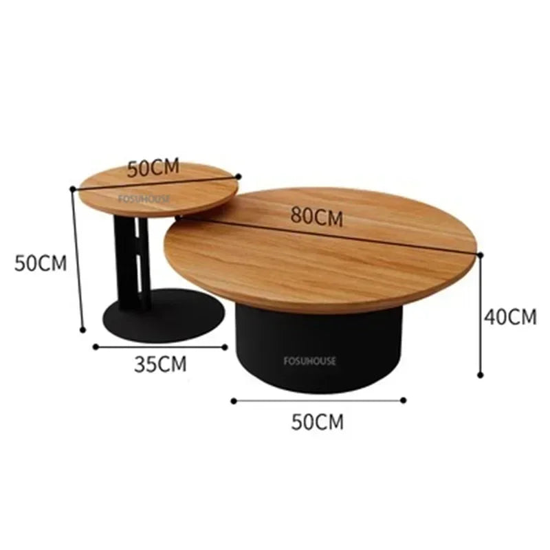 Nordic Solid Wood Coffee Table, Modern Designer Small Apartment Living Room Hotel Combination round Side Table, Minimalist