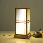 Japanese Zen Bamboo Table Lamp, Handmade Creative Lantern Lamp for Bedroom, Living Room Decor