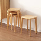 Household Restaurant Solid Wood Stool Living Room Stack Dining Chair Walnut Color Square Stool Modern Simplicity Makeup Stool