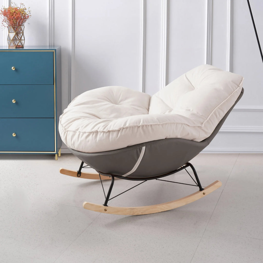 Lazy Sofa Rocking Chair Single Eggshell Chair Living Room Bedroom Cream Wind Small Sofa Swing Chair Leisure Penguin