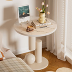 Modern Round Sintered Stone Side Table, Contemporary Iron Accent Table