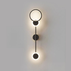 Modern geometric LED wall sconce with acrylic shade, luxury black and gold wall light for bedroom and contemporary interior lighting
