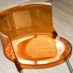 Modern Curved Dining Chair with PC Seat & Iron Frame, Minimalist Armless Chair