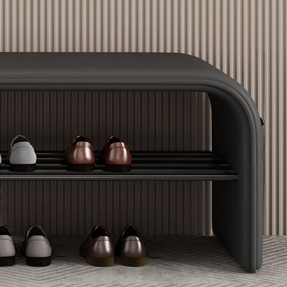Modern Scandinavian Shoe Bench with 1-Tier Storage for Entryway