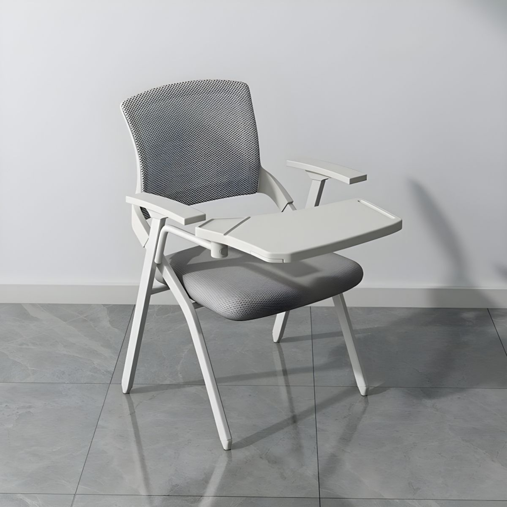 Modern folding office chair with armrests, ergonomic desk chair, metal office chair, space-saving study chair for home office, bedroom and workspace