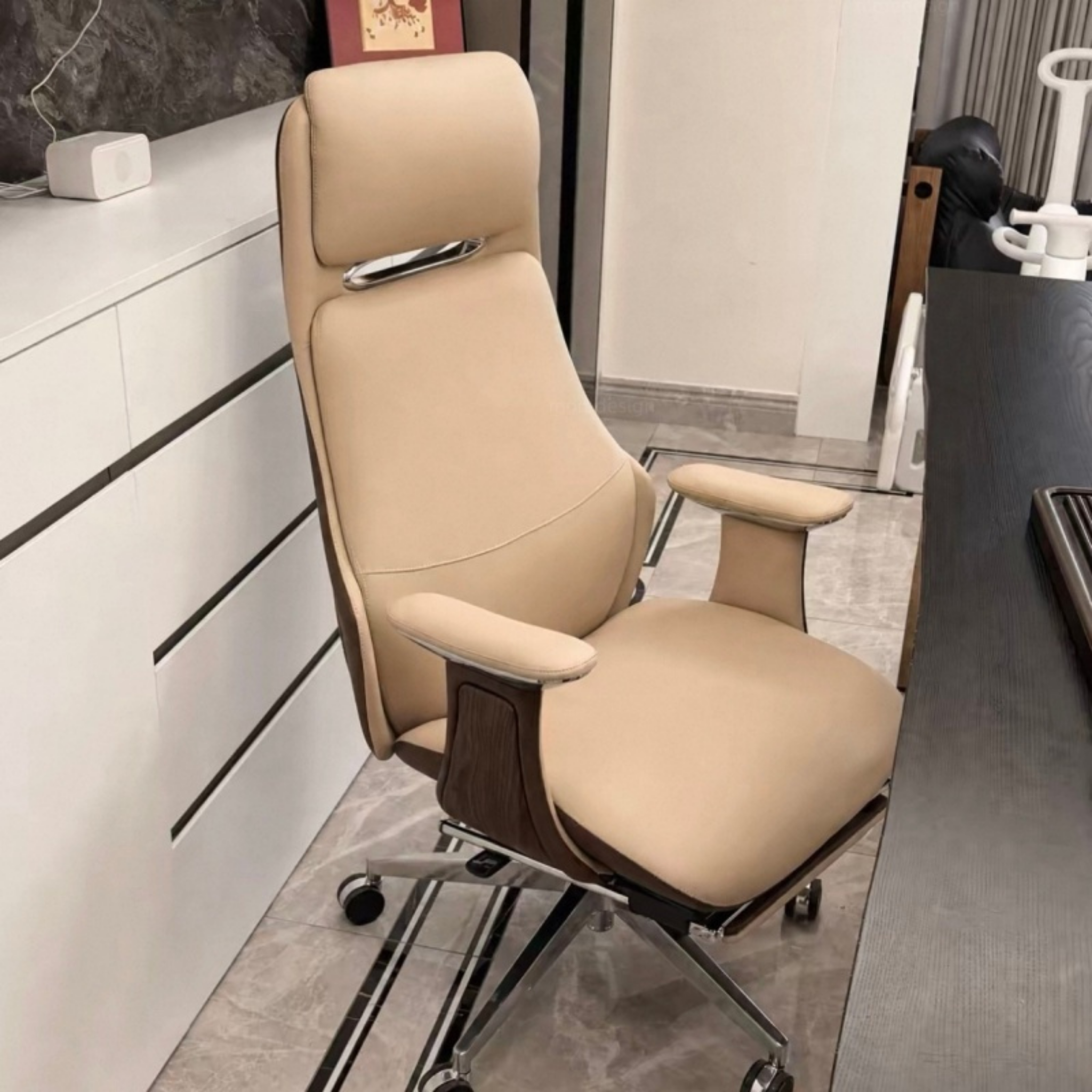 High-back Nappa leather executive office chair, premium leather desk chair, ergonomic office chair, business chair for home office, executive workspace and professional office