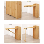 Modern Bamboo Bar Table & Folding Stool Set, Rectangular Space-Saving Dining Furniture