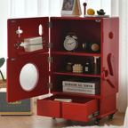 Creative robot side table with 2-tier storage, built-in tissue holder, mobile wheels, MDF construction and modern accent design for living room and sofa
