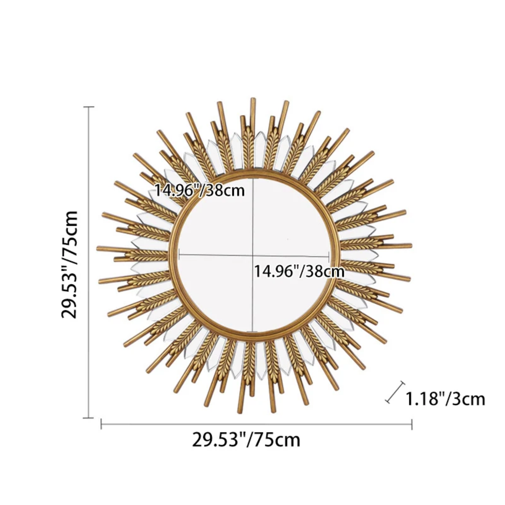 Sunflower decorative wall mirror with LED light, luxury artistic mirror for living room, entryway, bathroom, bedroom, vanity and modern home wall decor