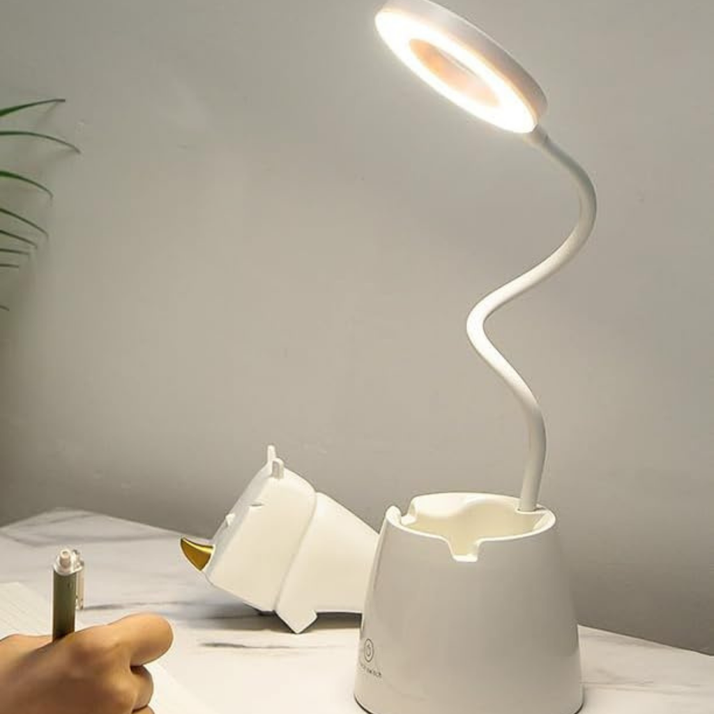 Modern LED Desk Lamp with Pen Holder, Eye Protection Study & Reading Light
