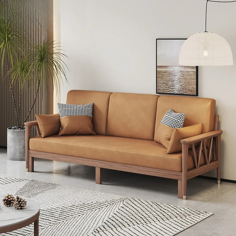 DSA Small Apartment Dual-Purpose Solid Wood Sofa Bed, Multi-Functional Pull-Out Retractable Sofa Bed, Double Sofa Bed