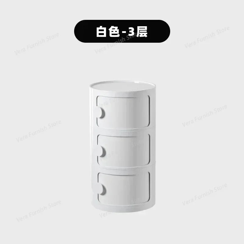 Nordic round Household Simple Creative Bedside Tables Bedroom Storage Cabinet Plastic Light Luxury Combination Small Cabinets