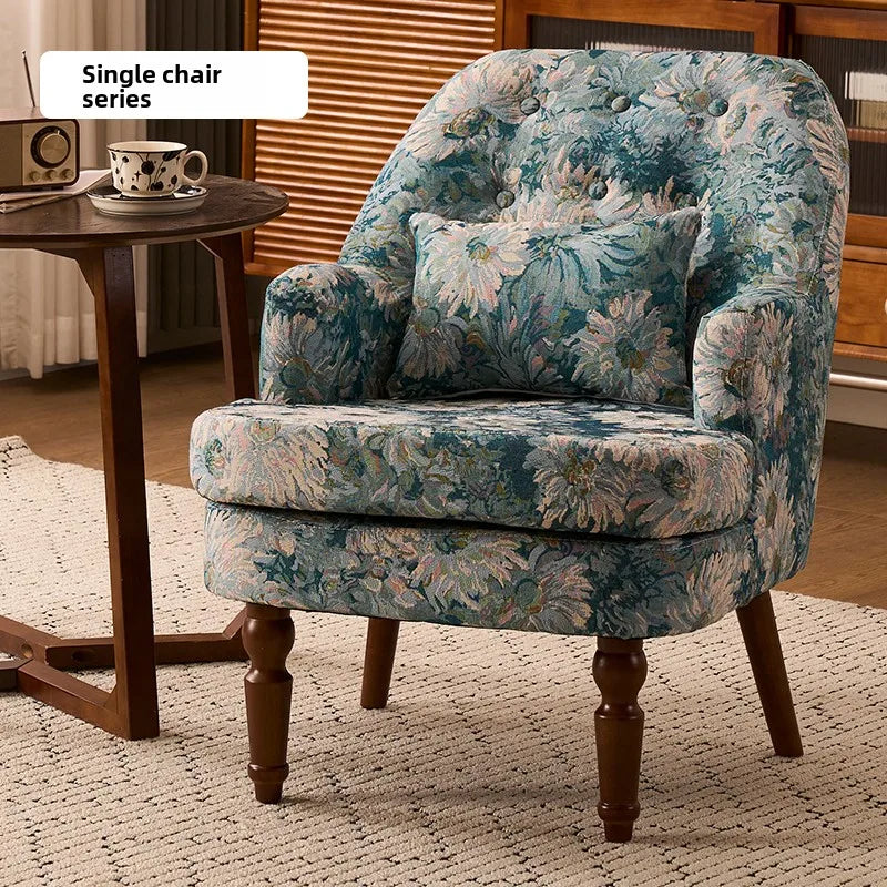 American Retro Sofa Chair Single Casual High-End Comfortable Armchair Ergonomic Balcony Sillas Para Salón Living Room Furniture