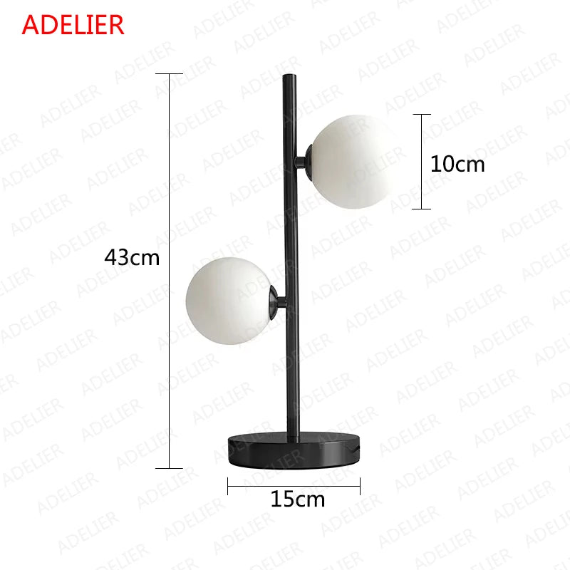 White Glass Ball Table Lamps Creative Bedroom Bedside Desk Lamp Iron Gold LED Lighting Fixture