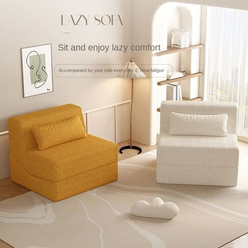 Foldable Fabric Sofa Bed, Dual-Use Sofa for Living Room and Bedroom, Single Compression