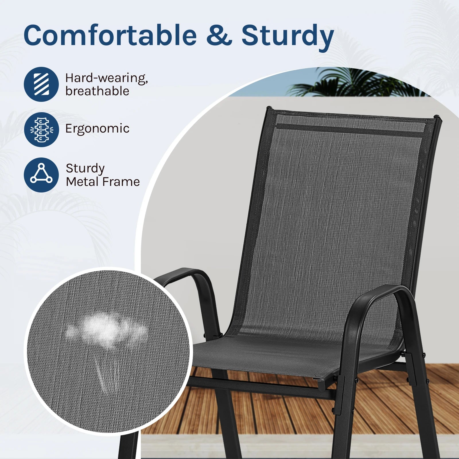 WOLTU 2/4PCS Stackable Garden Chairs Weatherproof Seating Set for Garden Outdoor Patio Balcony Ergonomic High Back Lounge