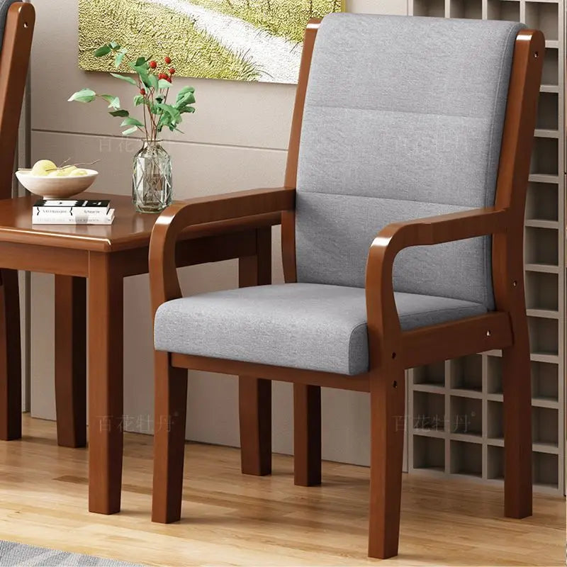 Solid Wood Armchair Upholstered Nappa Leather Rubberwood Frame High Density Foam Cushion Modern Comfy Chair for Home