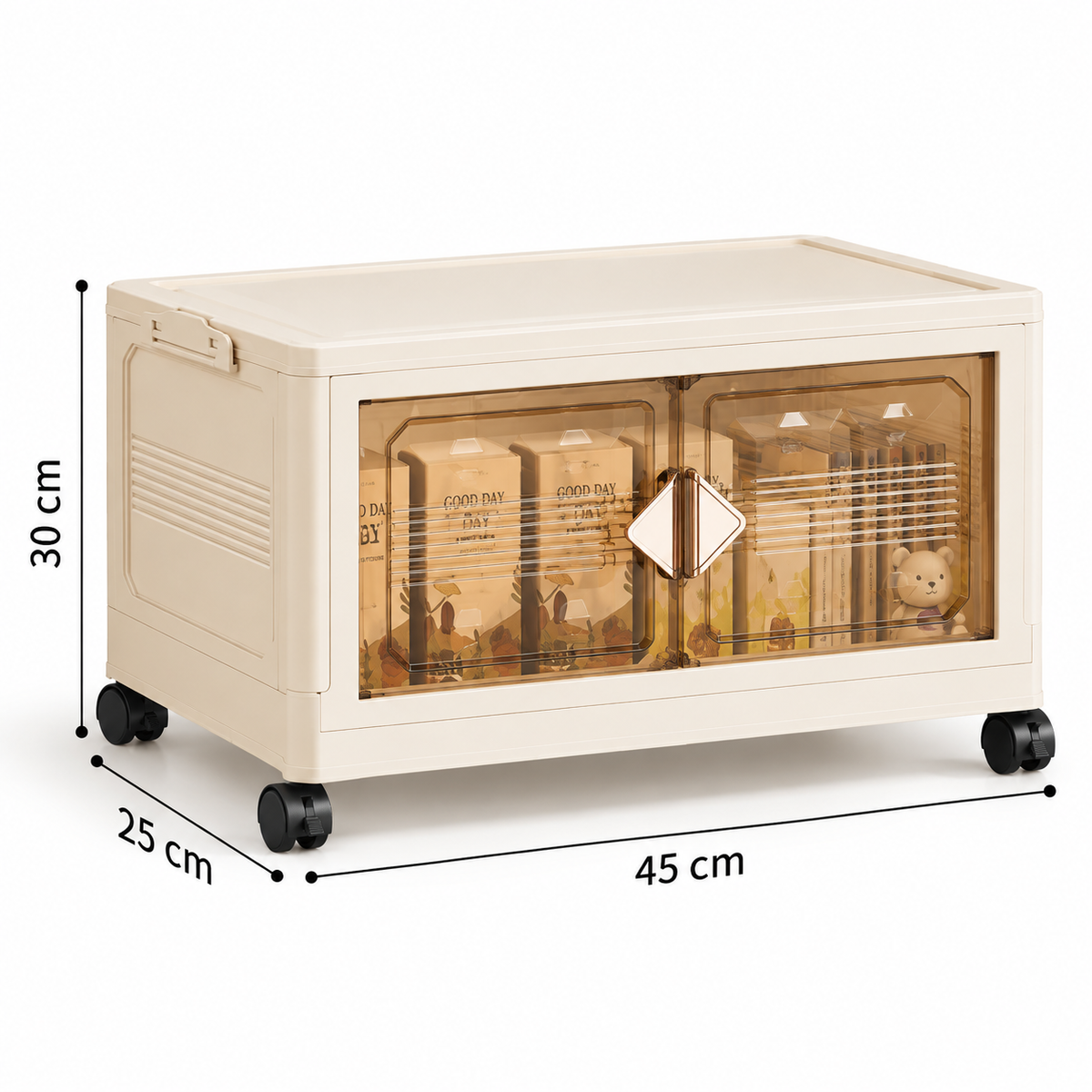 45cm Foldable Plastic Storage Cabinet with Wheels & Multi-Layer Organization
