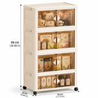 45cm Foldable Plastic Storage Cabinet with Wheels & Multi-Layer Organization
