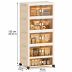 45cm Foldable Plastic Storage Cabinet with Wheels & Multi-Layer Organization
