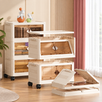 45cm Foldable Plastic Storage Cabinet with Wheels & Multi-Layer Organization