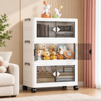 45cm Foldable Plastic Storage Cabinet with Wheels & Multi-Layer Organization