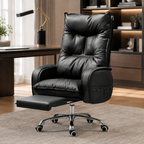 Modern executive office chair with retractable footrest, comfortable boss computer chair for home office, work and study
