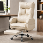 Modern executive office chair with retractable footrest, comfortable boss computer chair for home office, work and study