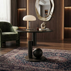 Coffee table storage shelf holding books and decor