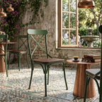 Industrial restaurant table and chairs set for cafe or bistro