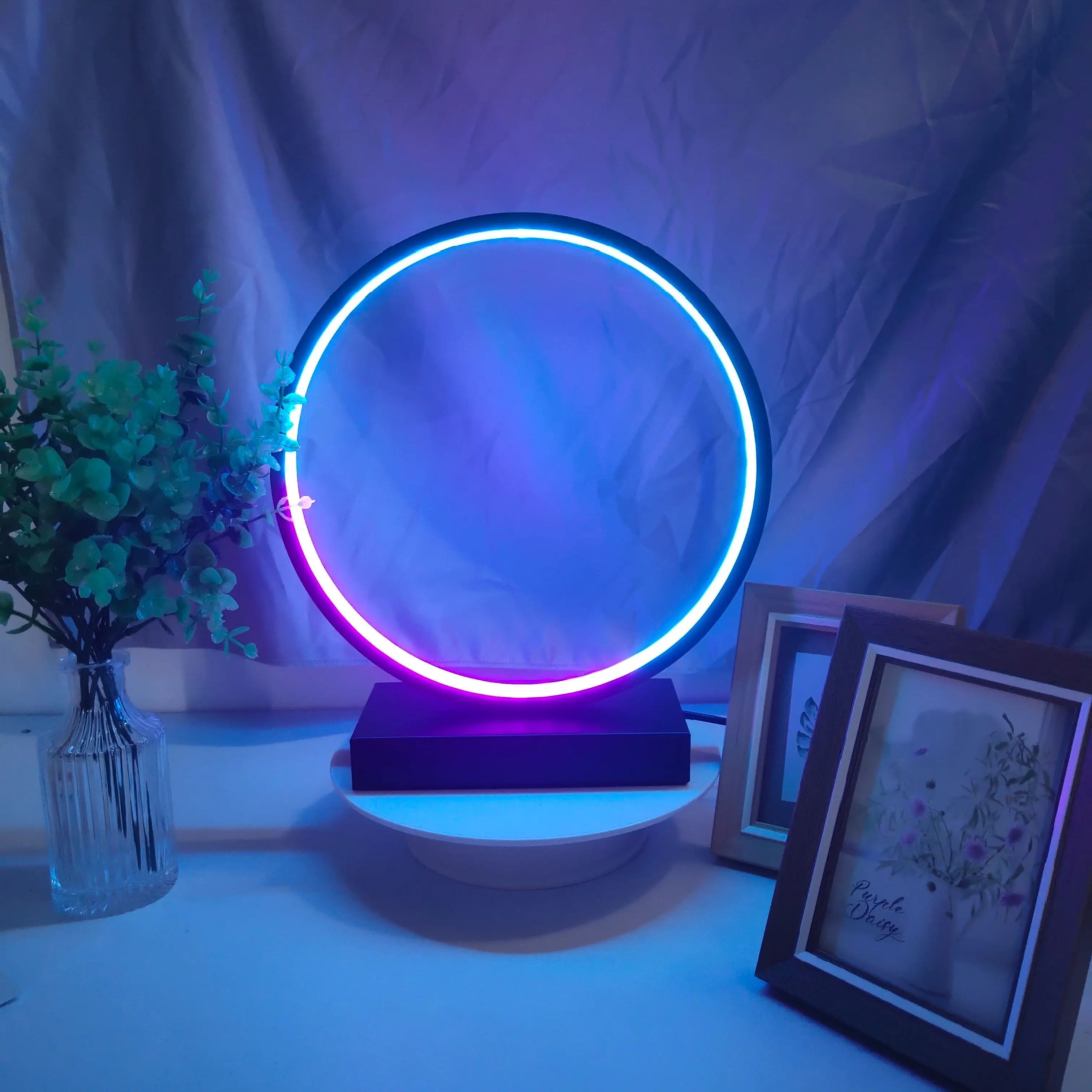 AC110-240V Dimmable LED Ring Table Lamp Bedside Night Light Home Living Room Bedroom Decor Desk Lamp EU/US/AU/UK Plug