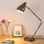 Long Swing Arm Adjustable Cassic Desk Lamps E27 LED with Switch Table Lamp for Office Reading Night Light Bedside Home