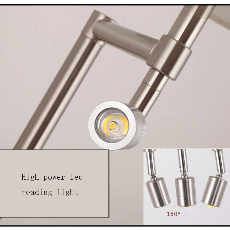 Modern Stainless Steel Floor Lamp for Living Room Chrome Standing Lamp Study Bedroom Reading Light Floor Led Free Standing Lamps