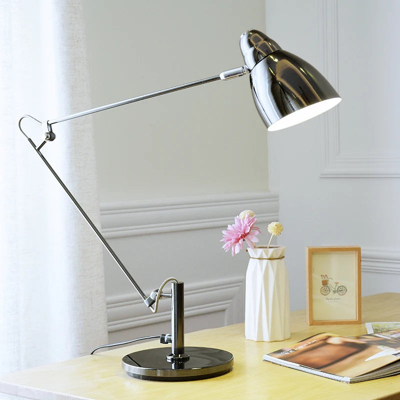 Long Swing Arm Adjustable Cassic Desk Lamps E27 LED with Switch Table Lamp for Office Reading Night Light Bedside Home
