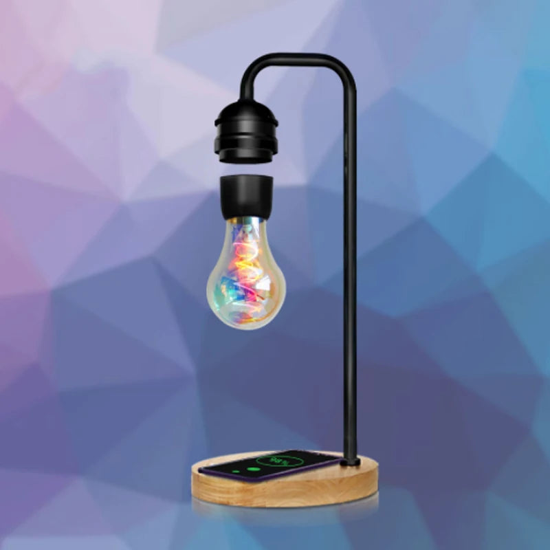 Novelty LED Magnetic Levitation Bulb Floating Desk Lamp Magic Black Tech Wireless Charger for Home Christmas Gift Night Light