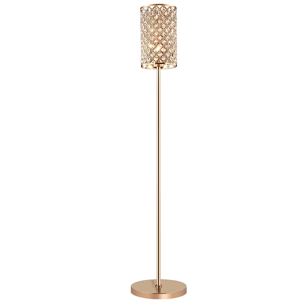 LED Floor Lamp Gold/Silver Luxury Crystal Lampshade Home Bedroom Bedside Decor Light Hotel Living Room Sofa Standing Lamp